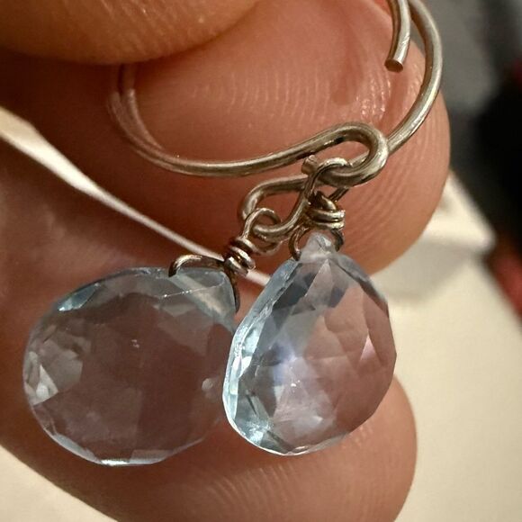 DAINTY BLUE DROP EARRINGS – STERLING-LOOK HANDMADE STYLE - Picture 10 of 17